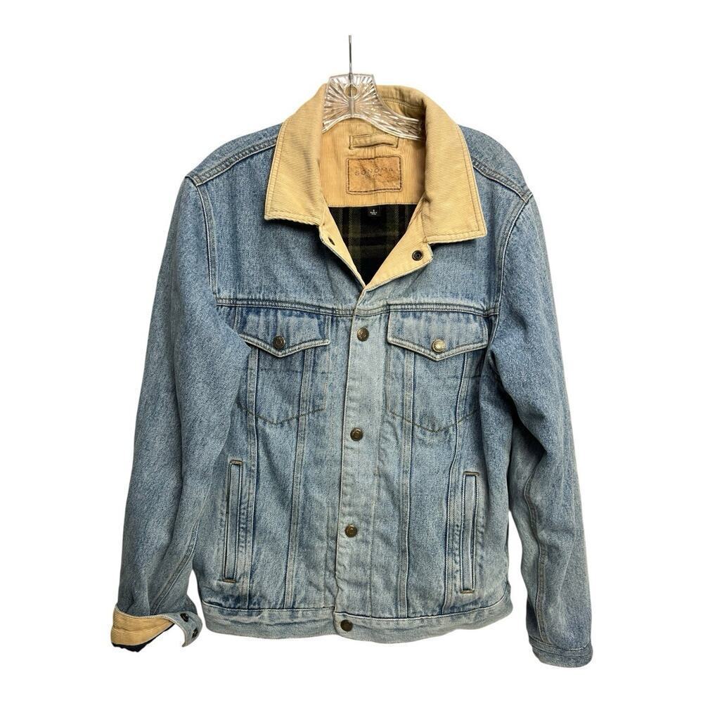 Sonoma Heavyweight Denim Flannel Lined Trucker Jean Jacket Classic Men’s Small